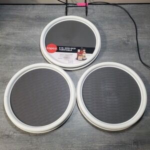 3 Copco Non-Skid Pantry Cabinet Lazy Susan Turntable 9-Inch White‎ Gray